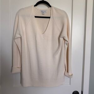 Athleta Women's V-Neck Sweater in Soft Cream